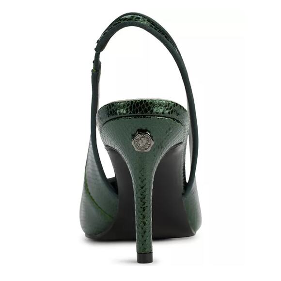 Karl Lagerfeld Snake Pointed Toe Slingback Heels Old Money Reputation Green 10 - Picture 7 of 10